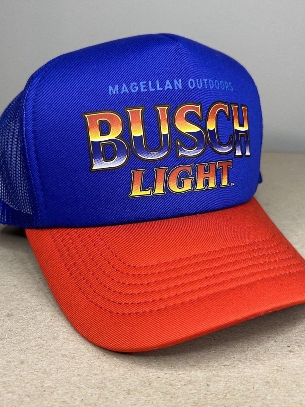 Busch Light Magellan Blue Red Snapback Trucker Hat NWT